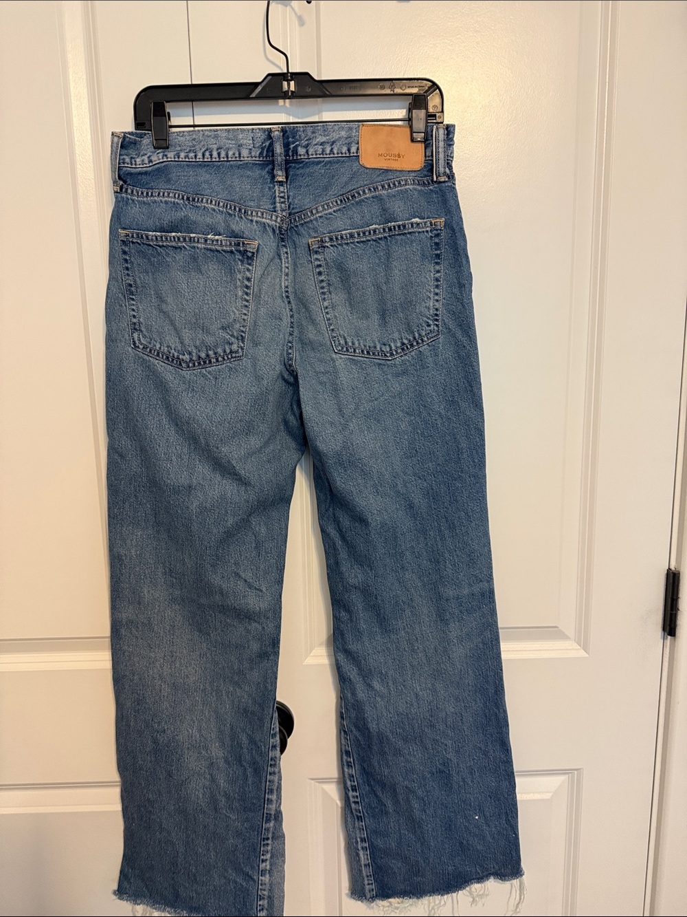 Moussy Women's Medium Blue Straight Jeans with Frayed Hem - Picture 2 of 4